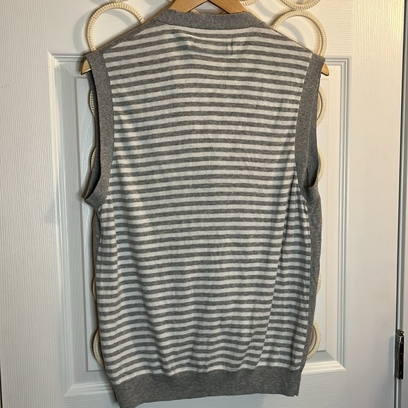 Club Monaco Vest soft lightweight men’s M gray stripes cotton cashmere - Picture 3 of 6
